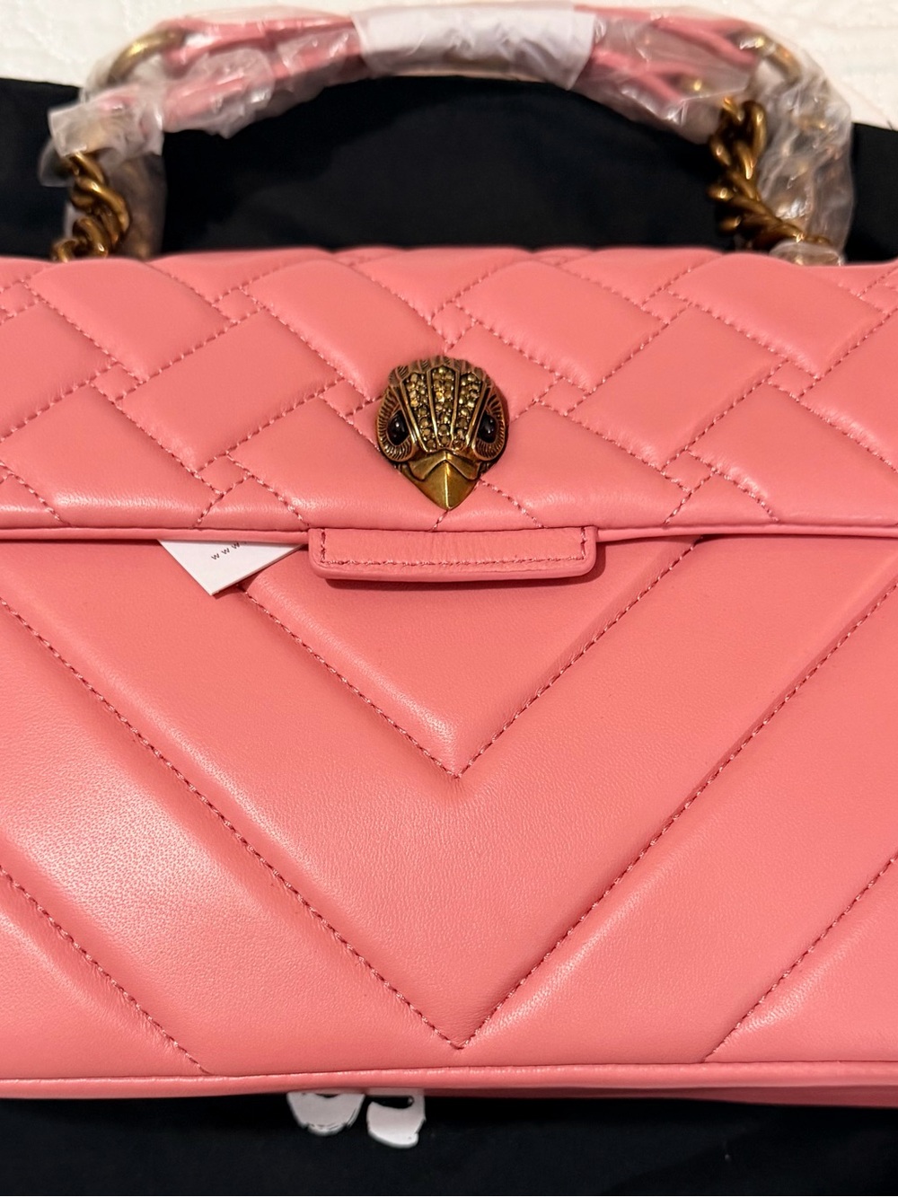 Kurt Geiger Pink Quilted Chain-Handle Shoulder Bag